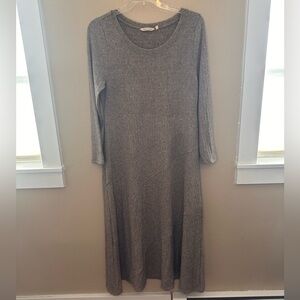 Soft Surroundings Tan/Cream Knit Long Sleeve Dress Size Large